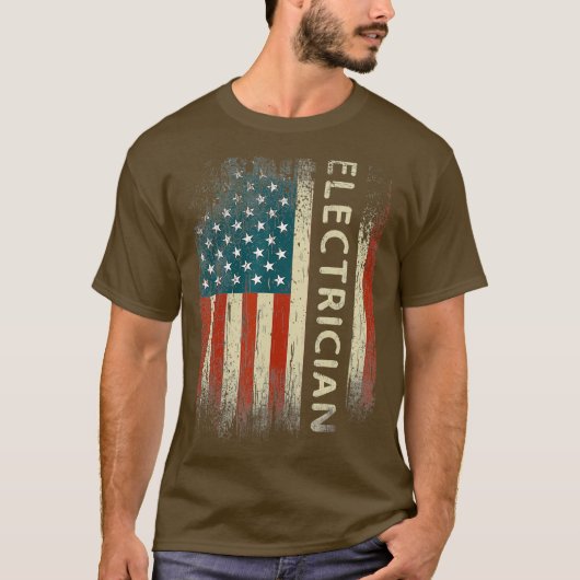 Patriotic Electrician spendet amerikanische Flagge T-Shirt (Vorderseite)