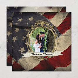 Patriotic, Elegant USA Flag Wedding w Fotograf Einladung