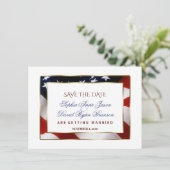 Patriotic, Elegante USA Flag Gold Save the Date (Stehend Vorderseite)