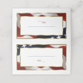 Patriotic, Elegante USA Flag Gold Tischnummer Platzkarte (Außenseite Aufgefaltet)