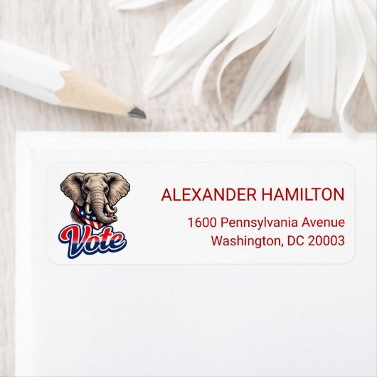 Patriotic Elephant Illustration Return Address (Insitu)