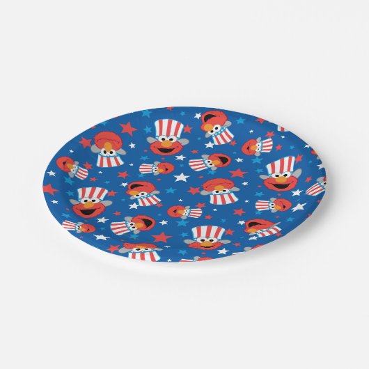 Patriotic Elmo Pattern Pappteller (Schrägansicht)