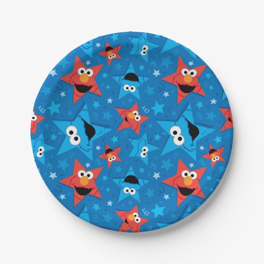 Patriotic Elmo und Cookie Monster Muster Pappteller (Vorderseite)