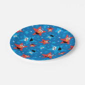 Patriotic Elmo und Cookie Monster Muster Pappteller (Schrägansicht)