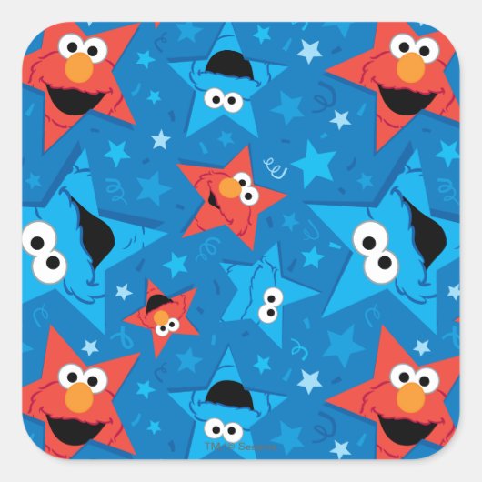 Patriotic Elmo und Cookie Monster Muster Quadratischer Aufkleber (Vorderseite)