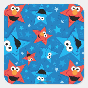 Patriotic Elmo und Cookie Monster Muster Quadratischer Aufkleber