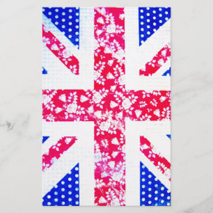 Patriotic England Girly Union Jack British Flag Briefpapier
