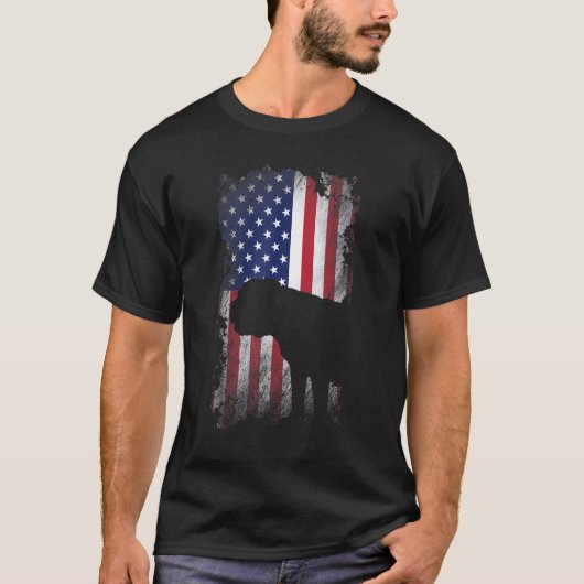 Patriotic English Bulldog American Flag Cooler Hun T-Shirt (Vorderseite)