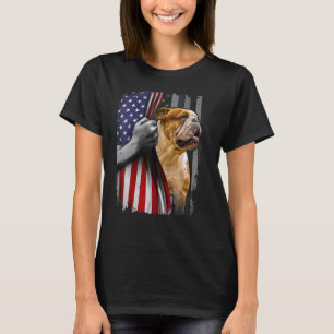 Patriotic English Bulldog American Flag Dog Men W T-Shirt