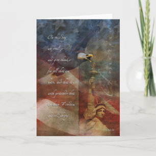 Patriotic Erntedank Card Bald Eagle Feiertagskarte
