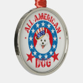 Patriotic Eskie Silbernes Ornament (Rechts)