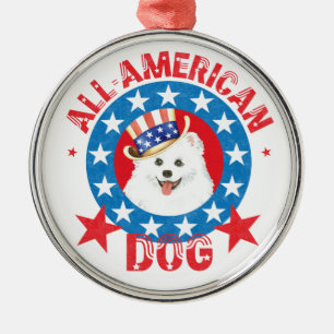 Patriotic Eskie Silbernes Ornament
