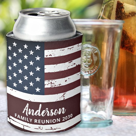 Patriotic Family Personalisiert Grunge American Fl Dosenkühler