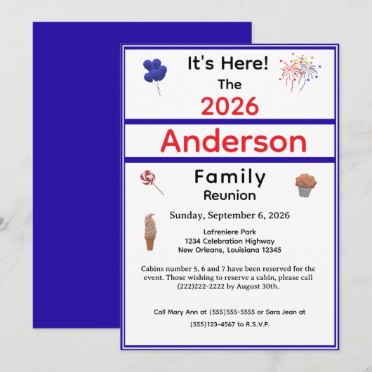 Patriotic Family Reunion Einladung (Vorne/Hinten)