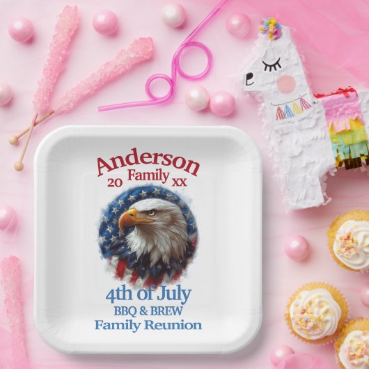 Patriotic Family Wiedersehen - 4. Juli GRILLEN & B Pappteller (Party)