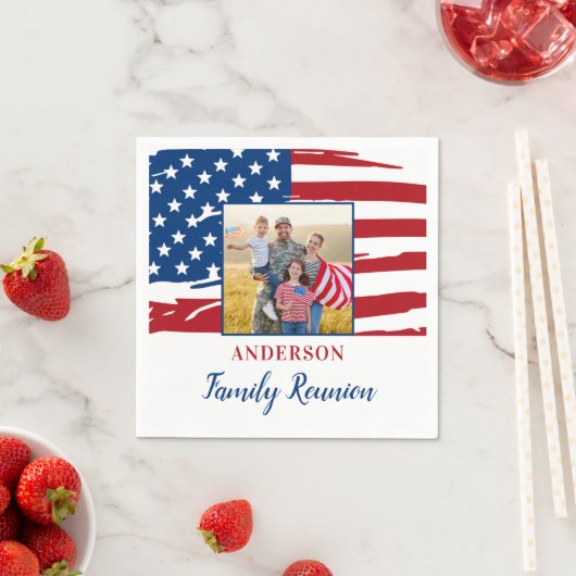 Patriotic Family Wiedersehen Party American Flag F Serviette (Beispiel)