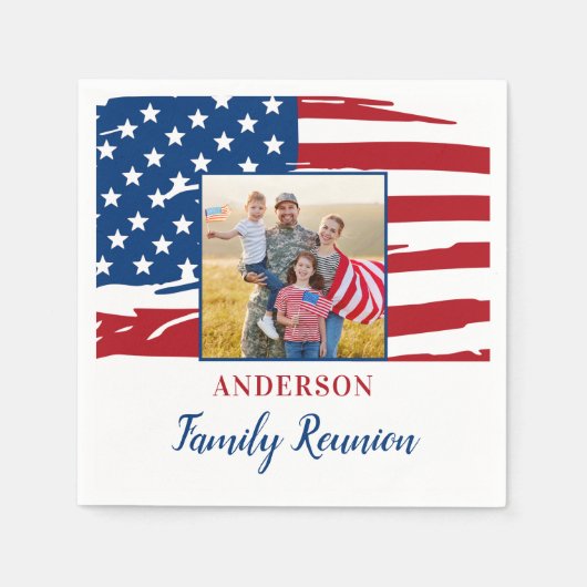 Patriotic Family Wiedersehen Party American Flag F Serviette (Vorderseite)