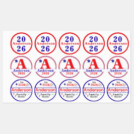 Patriotic Family Wiedersehen Stickers Etiketten
