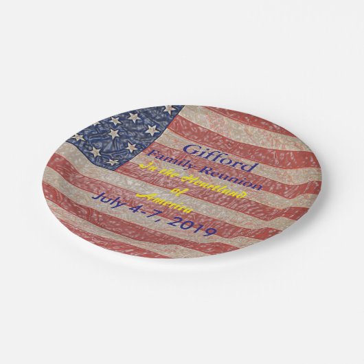 Patriotic Family Wiedersehen USA Phantastisch Pappteller (Schrägansicht)