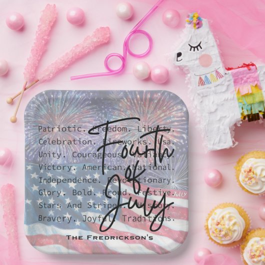 Patriotic Festive Fireworks Pappteller (Party)