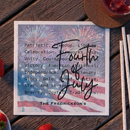Patriotic Festive Fireworks Serviette