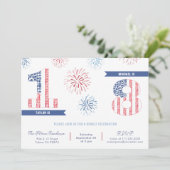 Patriotic Firecracker Kids Joint Birthday Party Einladung (Stehend Vorderseite)