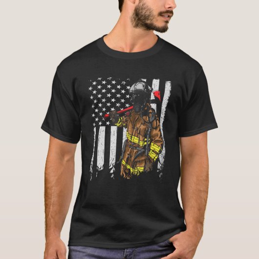 Patriotic Firefighter American USA Flag Fireman Fi T-Shirt (Vorderseite)