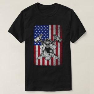 Patriotic Fireman USA Flag Firefighter T-Shirt