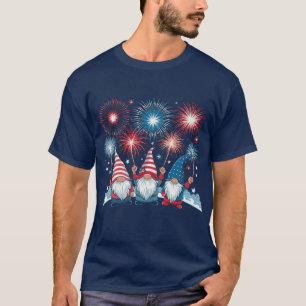 Patriotic Firework Niedlich Gnome Lover 4. Juli T-Shirt