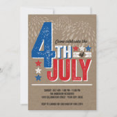 Patriotic Fireworks Amerikanische Unabhängigkeitst Einladung (Vorderseite)