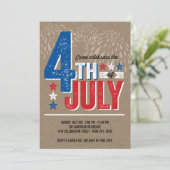 Patriotic Fireworks Amerikanische Unabhängigkeitst Einladung (Stehend Vorderseite)