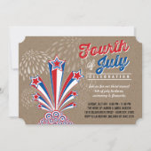 Patriotic Fireworks Amerikanische Unabhängigkeitst Einladung (Vorderseite)
