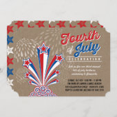 Patriotic Fireworks Amerikanische Unabhängigkeitst Einladung (Vorne/Hinten)