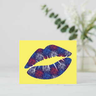 Patriotic Fireworks Kiss Postkarte