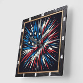 Patriotic Fireworks Red White Blue Quadratische Wanduhr (Winkel)