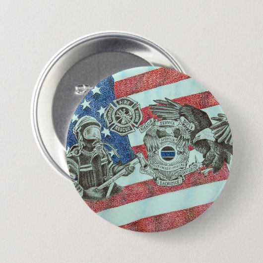Patriotic First Responder Button (Vorne & Hinten)