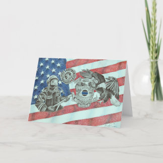 Patriotic First Responder Dankeskarte