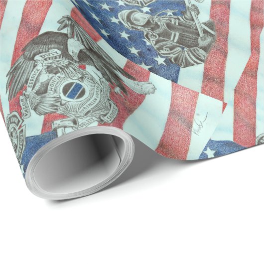 Patriotic First Responder Geschenkpapier (Rolleneckpunkt)