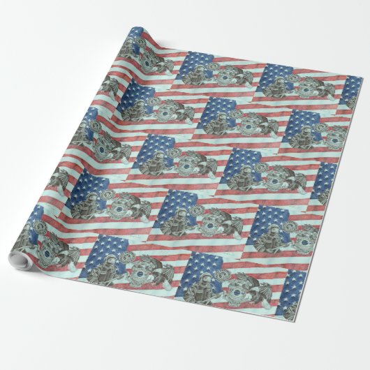 Patriotic First Responder Geschenkpapier (Ungerollt)