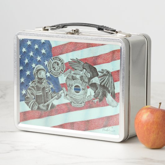 Patriotic First Responder Metall Brotdose (Beispiel)