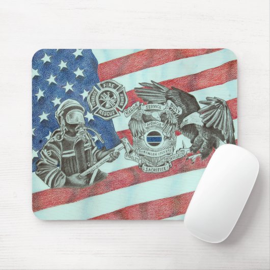 Patriotic First Responder Mousepad (Mit Mouse)
