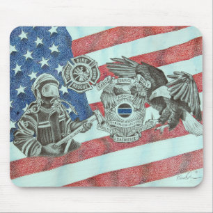 Patriotic First Responder Mousepad
