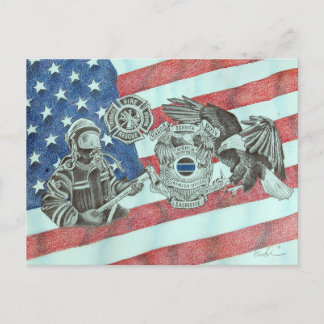 Patriotic First Responder Postkarte