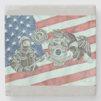 Patriotic First Responder Steinuntersetzer