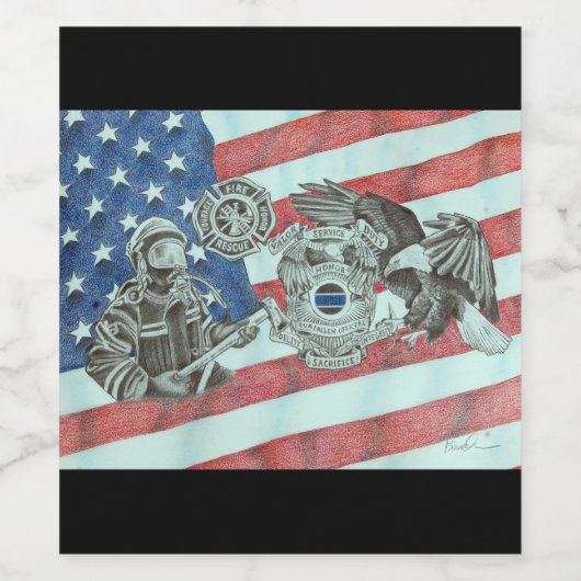 Patriotic First Responder Weinetikett (Einzelnes Label)