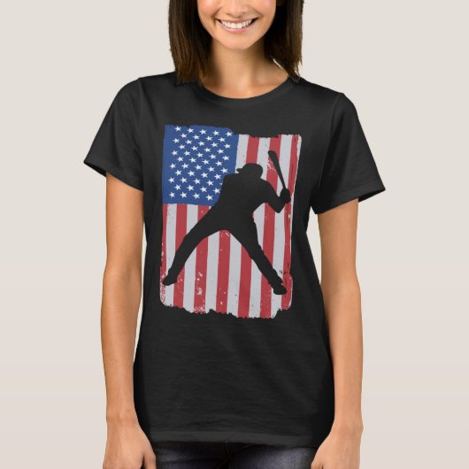 Patriotic Flag Baseball Softball 4 Th Of July Play T-Shirt (Vorderseite)