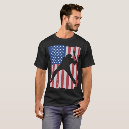 Patriotic Flag Baseball Softball 4 Th Of July Play T-Shirt (Vorne ganz)