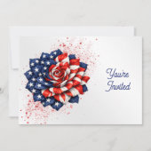 Patriotic Flag Floral Illustration Birthday Einladung (Vorderseite)