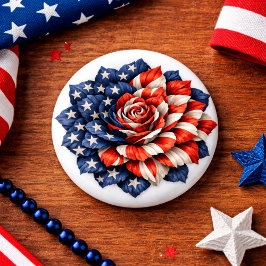 Patriotic Flag Floral Illustration Button