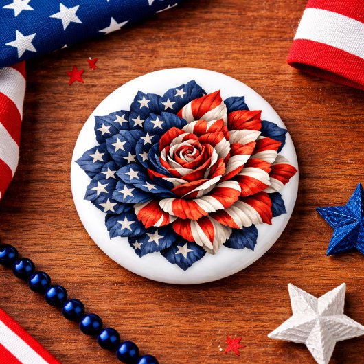 Patriotic Flag Floral Illustration Button